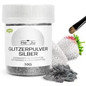 Essbarer Glitzer He-Ju Glitzerpulver Silber essbar