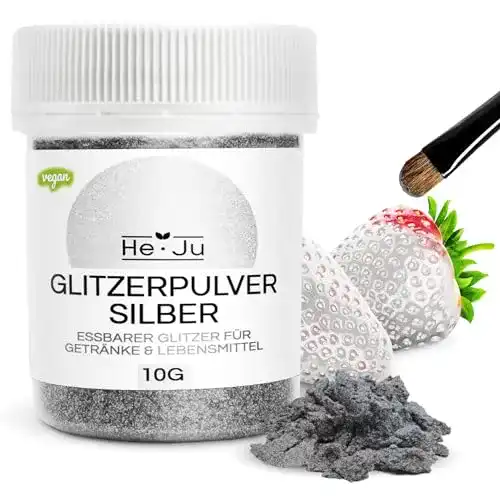 Essbarer Glitzer He-Ju Glitzerpulver Silber essbar