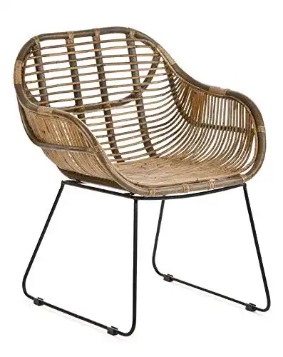 Korbstuhl Lycce Rattanstuhl mit Armlehne braun Sitzhöhe 41cm