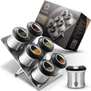Magnetische Gewürzdosen RAAVER ® MagRack, 6 Gewürzstreuer