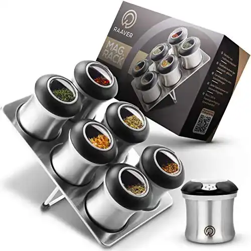 Magnetische Gewürzdosen RAAVER ® MagRack, 6 Gewürzstreuer