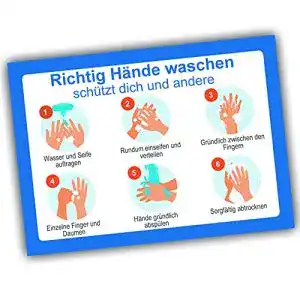 Hände-waschen-Schild Kackspecht 10 Set Hinweisschild Anleitung
