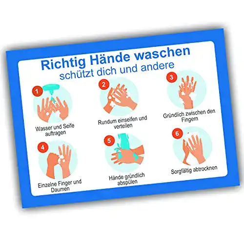 Hände-waschen-Schild Kackspecht 10 Set Hinweisschild Anleitung