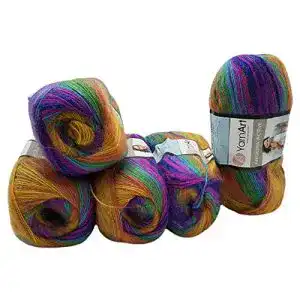 Mohair-Wolle ilkadim 5 x 100 g YarnArt Angora Active mehrfarbig