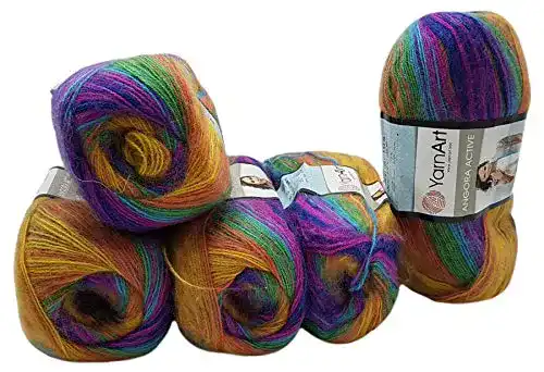 Mohair-Wolle ilkadim 5 x 100 g YarnArt Angora Active mehrfarbig