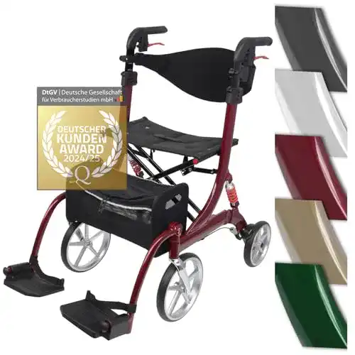 Rollator mit Fußstützen bescomedical 2 in 1 Leichtgewicht-Rollator