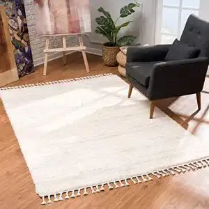 Kelim-Teppich MyShop24 Teppich Wohnzimmer Shaggy Creme – 160x230cm