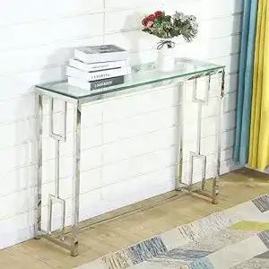 Konsolentisch Bacyion aus Glas, modern, 106 x 30 x 78 cm, H-Typ