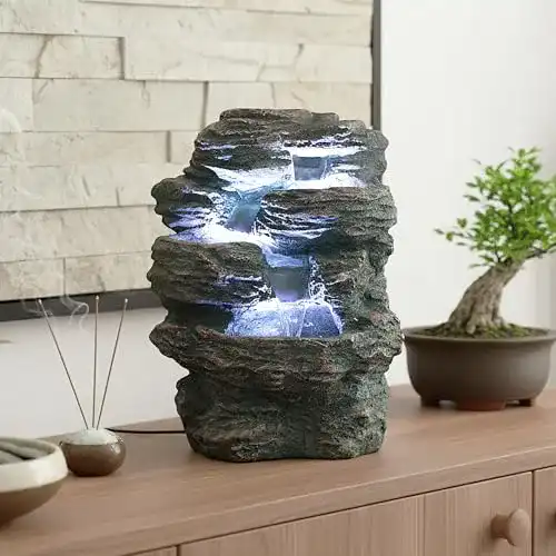 Springbrunnen Garten Arnusa, Niagara mit LED Beleuchtung