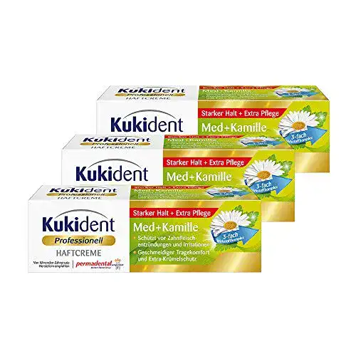 Haftcreme Kukident Med+Kamille Zahnreiniger für die Dritten, 3er