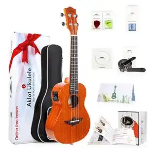 Konzert-Ukulele AKLOT Elektrisch Konzert 23 Zoll Ukulele mit EQ