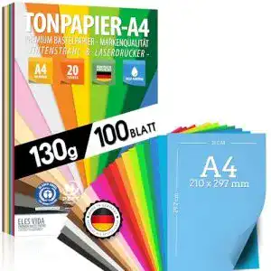Fotokarton ELES VIDA 100 Blatt TONPAPIER – Buntes Papier DIN
