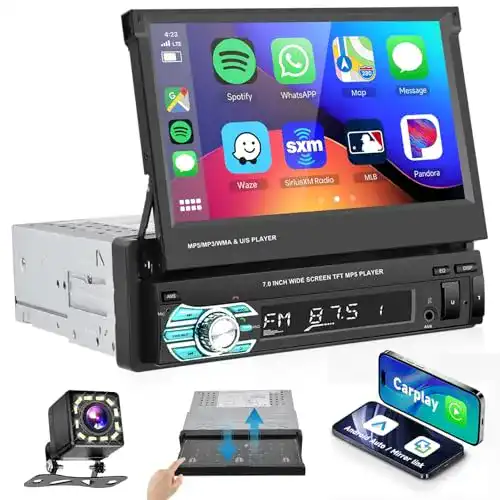 Autoradio mit ausfahrbarem Display podofo 1 Din Carplay Manuell