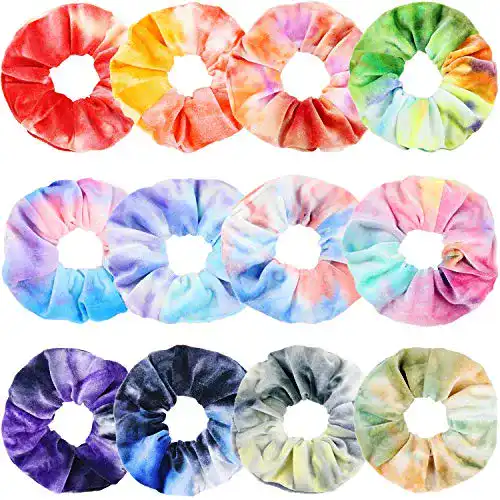 Scrunchie VENUSTE Batik Haargummis aus Samt, 12 Stück