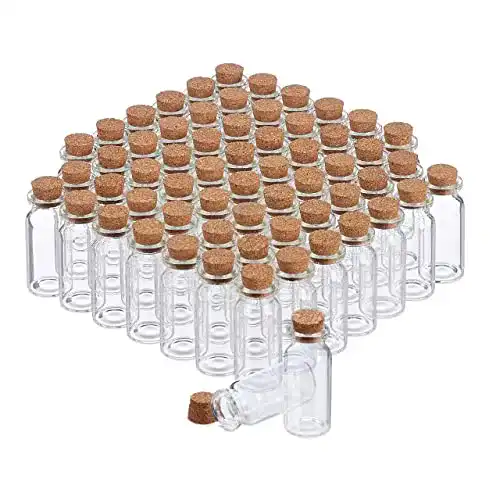Glasfläschchen Relaxdays, transparent mit Korken, 60 Stück, Mini