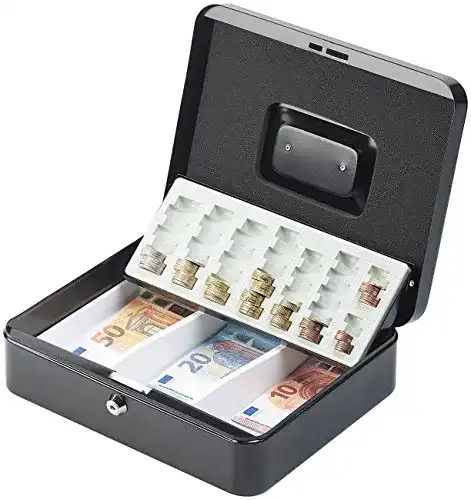 Geldkassette Xcase Geldkasse: Stahl-, Münzzählbrett, Scheineinsatz
