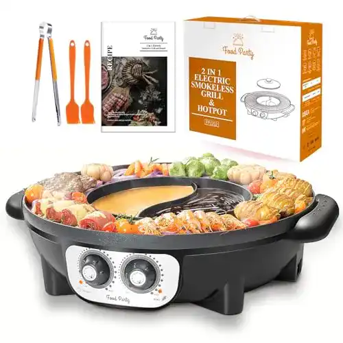 Hot Pot Food Party 2 in 1 elektrogrill und hotpot rauchfrei