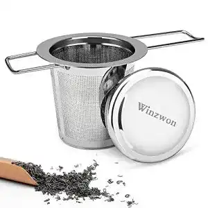 Teesieb Winzwon, Teefilter mit Deckel, Abtropfschale, 304 Edelstahl