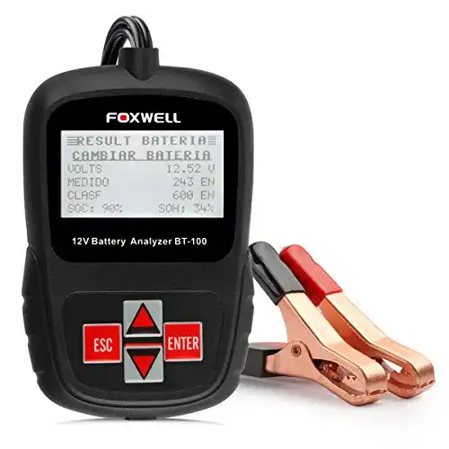 Autobatterietester Foxwell BT100 12V Auto Batterietester KFZ Werkzeug 100 bis 1100 Kaltstart-Strom Diagnose Prüfgerät für Blei AGM GEL Batterien System