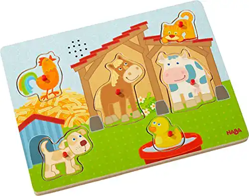 Steckpuzzle HABA 303179 – Sound-Greifpuzzle Auf dem Land