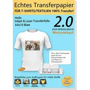 Transferfolie Laserdrucker TransOurDream Bügelfolie, A4X10 Blatt