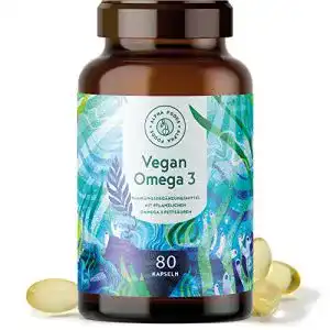 Algenöl-Kapseln Alpha Foods Vegan Omega 3, 80 Gelkapseln