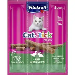 Katzensticks Vitakraft Katzensnack, Ente & Kaninchen, 3 x 6 g