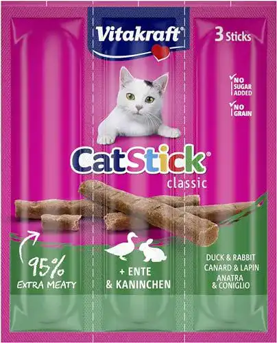 Katzensticks Vitakraft Katzensnack, Ente & Kaninchen, 3 x 6 g