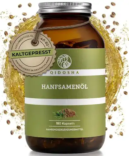 Hanföl-Kapseln QIDOSHA ® Hanfsamenöl Kapseln, 180 Stk im Glas