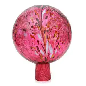 Rosenkugel Lauschaer Glas Gartenkugel mit Granulat rubinrot