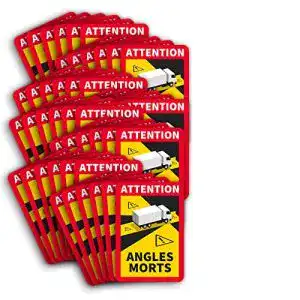 Toter-Winkel-Aufkleber Frankreich STROBO 100 Stück Attention