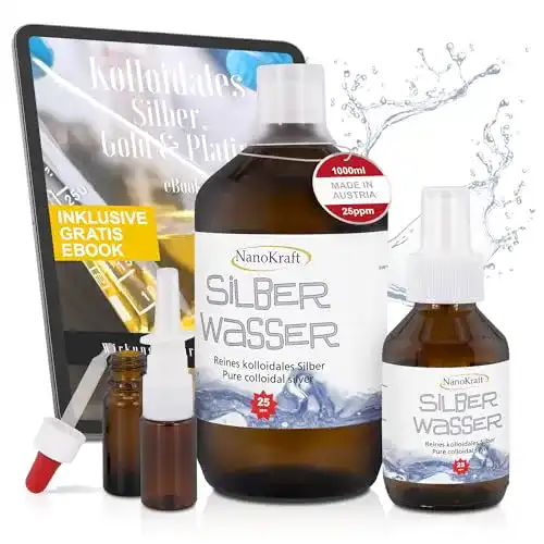 Kolloidales Silber NanoKraft 1000ml / 25ppm, Silberwasser 100 ml