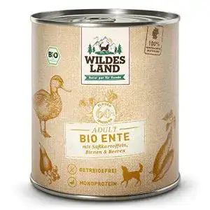 Bio-Nassfutter Hund WILDES LAND Bio Ente 6 x 800 g getreidefrei