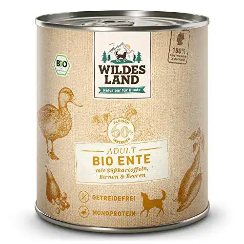 Nassfutter Hund getreidefrei WILDES LAND Bio Ente 6 x 800 g