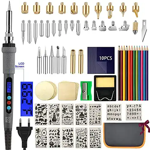 Brandmalerei-Set XODMAO 79PCSBrandmalerei Lötkolben Set 60W 220V LCD