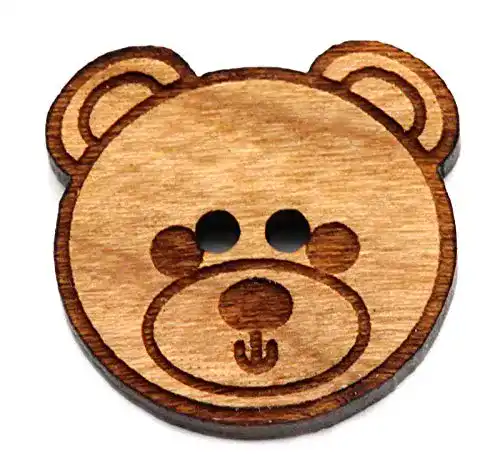 Kinderknöpfe NaturSchatulle Holzknöpfe Motiv Teddy 5 Stück