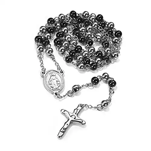 Rosenkranz FaithHeart Edelstahl Kette mit Mariabild Kruzifix
