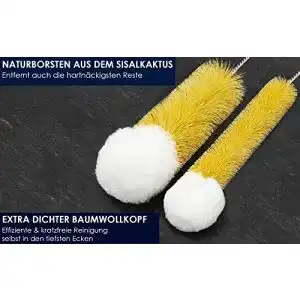 Flaschenbürste Healthtastic ® Holzgriff, 2er Set, Baumwollkopf