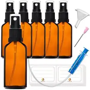 Reiseflaschen Glas HandsUnity 6x50ml Sprühflasche braun