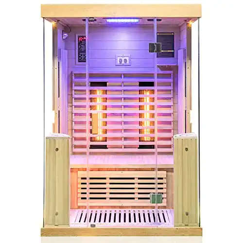 Infrarotkabine Dewello KINGSTON 130cm x 105cm, Hemlock Holz