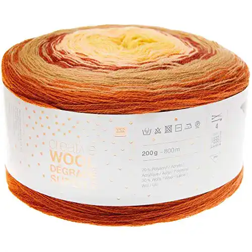 Rico-Wolle Rico creative Wool Degrade Super 6 Rot-Senf Fb. 17