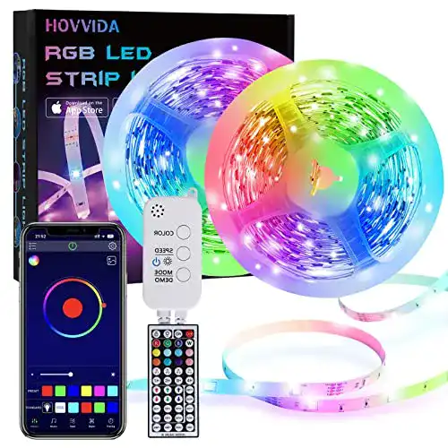 LED-Strip HOVVIDA LED Strip, 15M Bluetooth, RGB 5050 12V