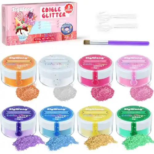 Essbarer Glitzer SigWong Essbares Glitzer-Set, 8 Farben Glitzerpuder