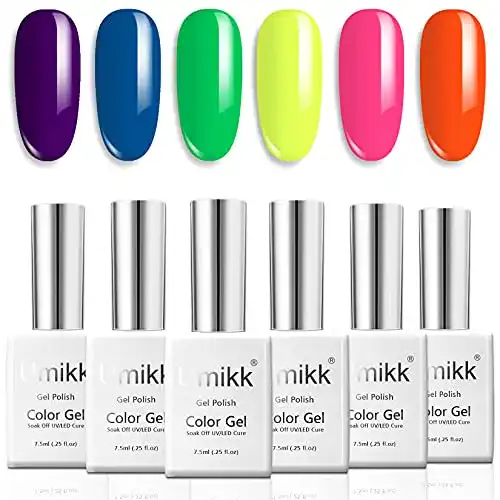 UV-Nagellack-Set Umikk Gel Nagellack 6 Neonfarben Set