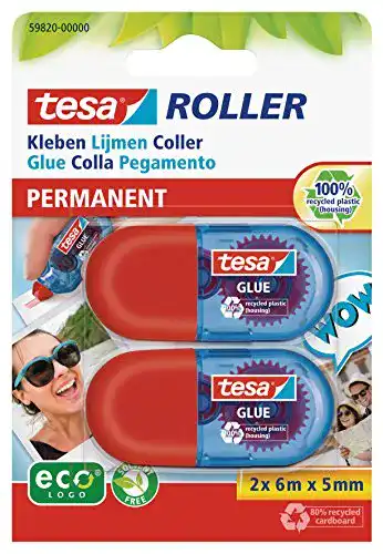 Kleberoller tesa 2x Mini, permanent, ecoLogo 6m:5mm