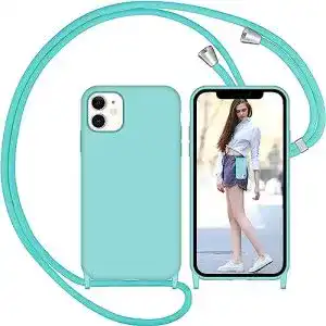 iPhone-12-Hülle mit Band Nupcknn Liquid Silikon Handykette Hülle