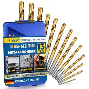 Metallbohrer S&R Set 1,5-6,5 mm 13 Stk, 135°, DIN 338, geschliffen