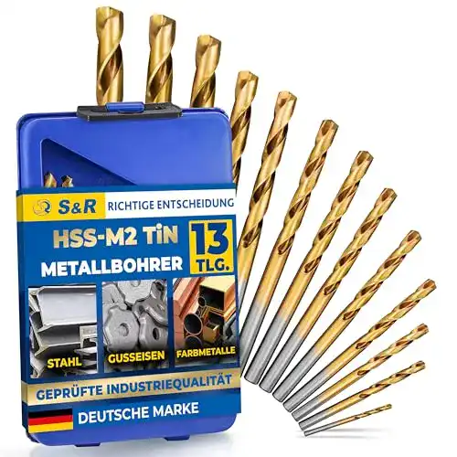 Metallbohrer S&R Set 1,5-6,5 mm 13 Stk, 135°, DIN 338, geschliffen