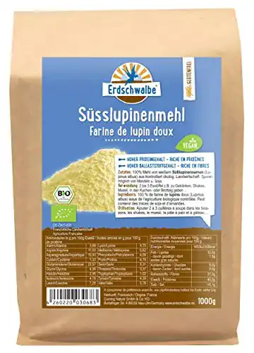 Lupinenmehl Erdschwalbe Bio Süss – garantiert glutenfrei, 1 kg