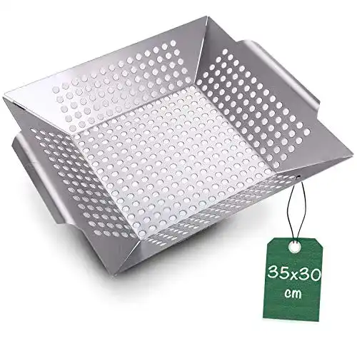 Grillkorb Praknu Grillschale für Gemüse, Fleisch 3,8 L – Edelstahl